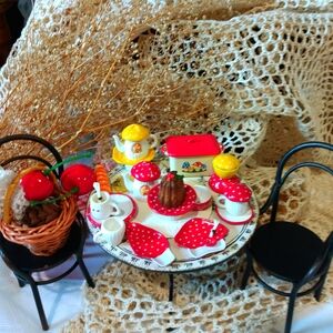 Mushroom Party Tea Set - Red and Yellow